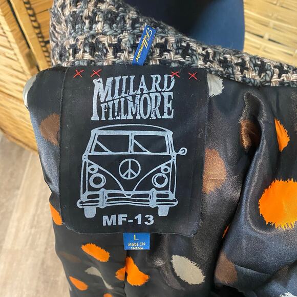 Millard Fillmore Tweed Wrap Vest Jacket Lined Belted Boho Retro Size Large - Picture 9 of 11